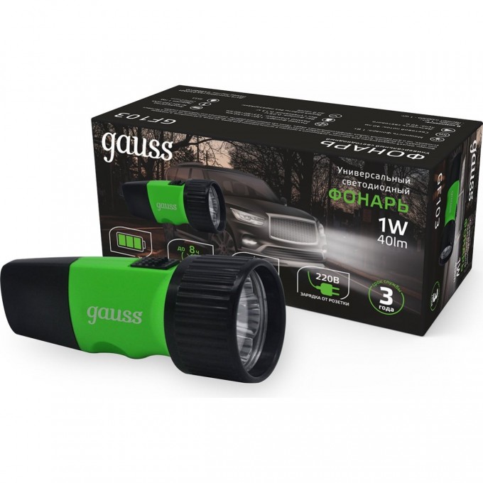 Фонарь ручной GAUSS GFL103 1W 40lm NI-MH 250mAh LED GF103