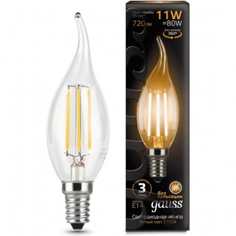 Лампа GAUSS BLACK LED FILAMENT Свеча на ветру E14 11W 720LM 2700K 1/10/50