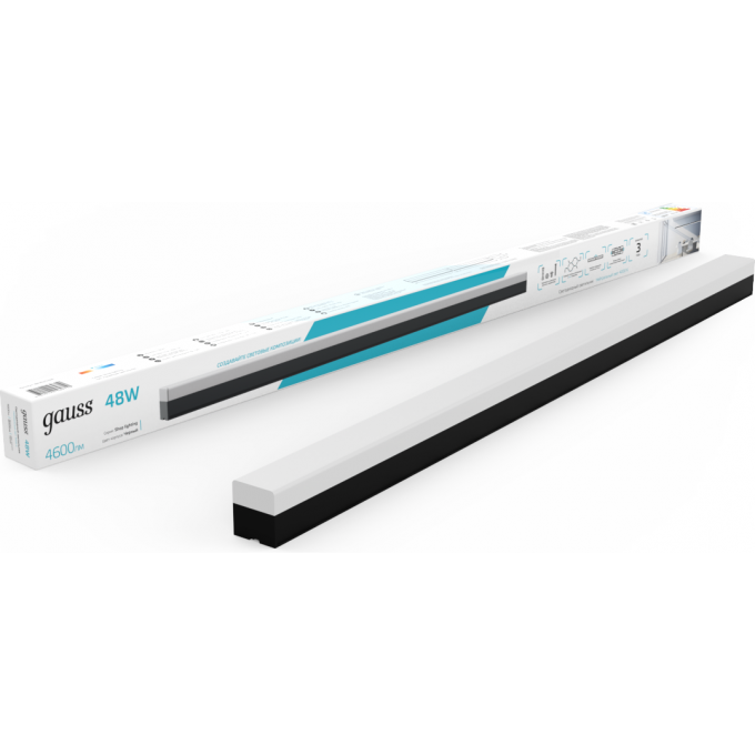 Светильник светодиодный матовый GAUSS IP40 1180*70*55мм 48W 4600Лм 4000K Shop Lighting черный 883625248